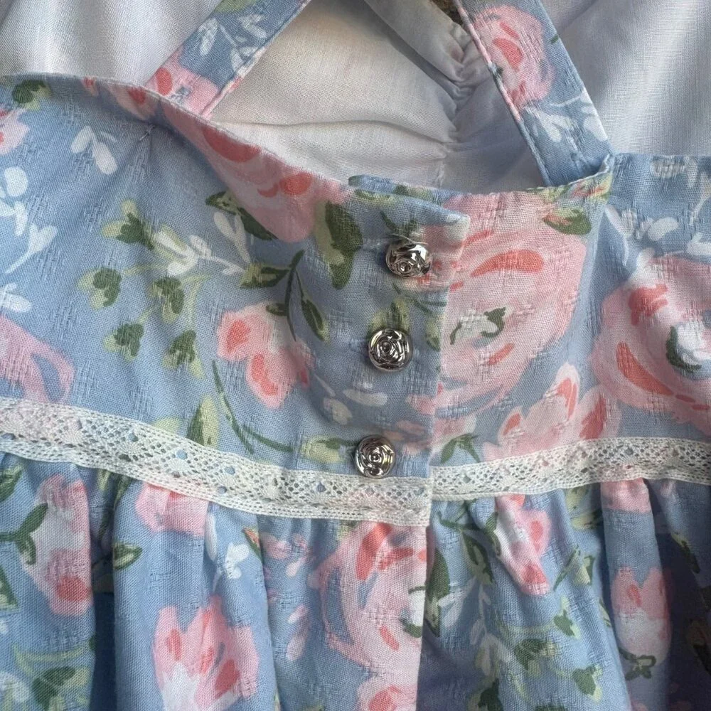 Haute Hippie Sleeveless Tiered Lace Trim Floral Dress Girl's Size 10